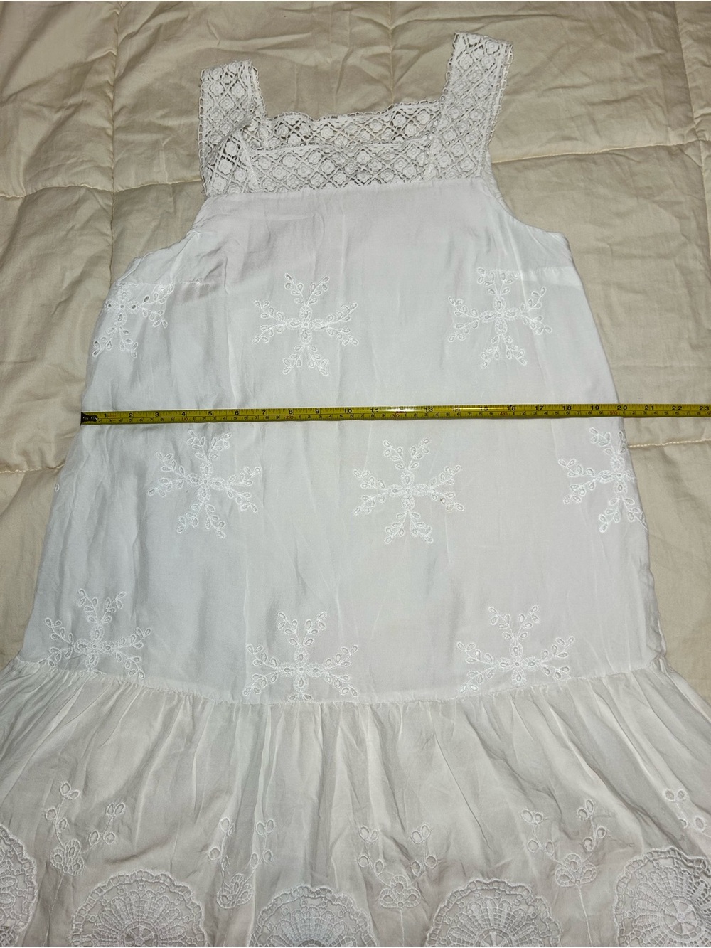 LOFT White Eyelet Midi Dress with Crochet Straps - Picture 8 of 12